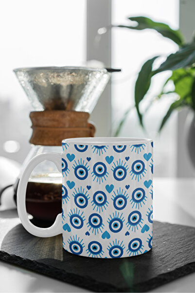 imo internet mahsulleri ofisi Nazar Boncuğu Themed Printed Porcelain Mug Cup