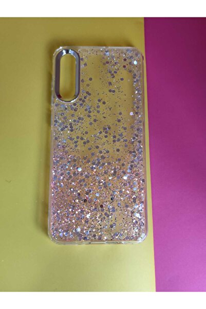 CaseTechnoo Samsung A70 Şefaf Simli Kalpli Silikon Kapak Kılıf