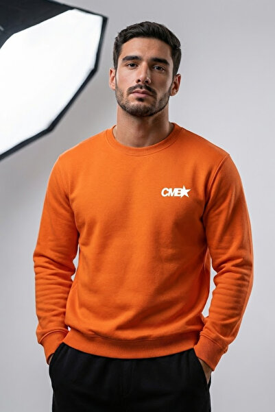 COMBİNE MİCHAİL Men's Chest Cmb Printed Orange Sweatshirt