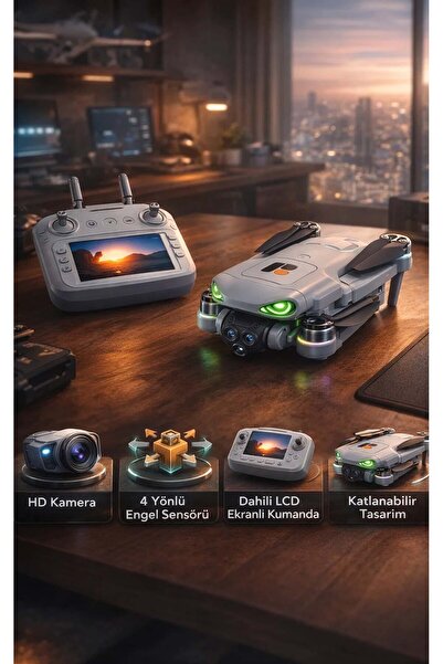 FaroxTech 4 Yönlü Engel Sakınma Özellikli HD Kameralı Katlanabilir Drone - Ak...