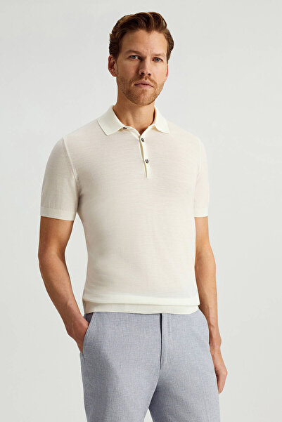 Hemington Ultrafine Merino Yünü Beyaz Triko Polo