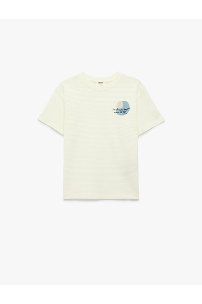 Koton Μπλουζάκι με κοντό μανίκι με λαιμόκοψη από βαμβάκι