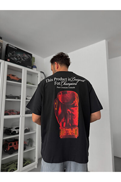 BYBASICMAN Black United Printed Oversize T-Shirt C-009