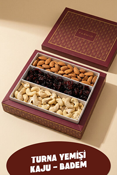 FARMİO Hediyelik Karışık Kuruyemiş 350gr – Zarlı Kaju, Turna Yemişi, Çiğ Kaju