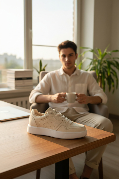 enoch حذاء رياضي كاجوال للرجال من إينوخ بفتحات دقيقة ونعل مسطح سميك