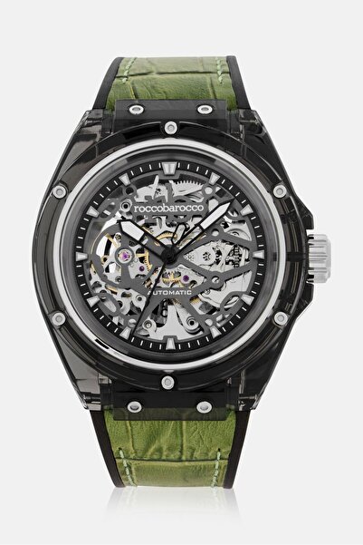 Roccobarocco Men RB3249M-05 Silicone Analog Watch 42mm, Black