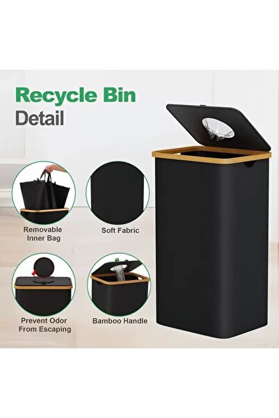 Viacare 100L Recycling Laundry Basket with Bamboo Frame, Fabric Storage Bin