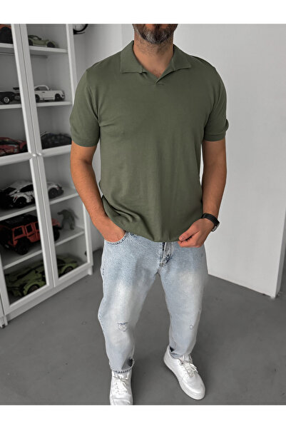 BYBASICMAN Khaki Basic Polo Neck Knitwear T-Shirt G-17190