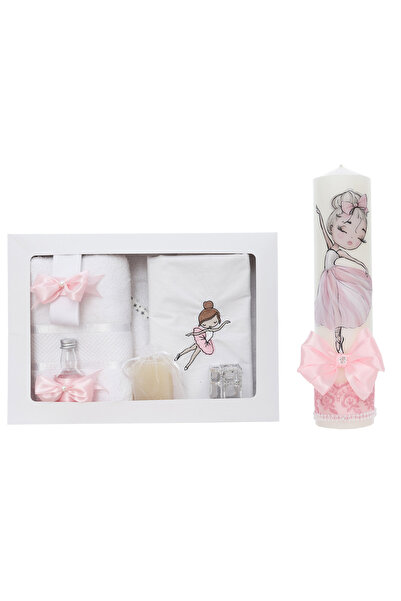Recostore Σετ βαπτίσματος με ροζ μπαλαρίνα, κερί και σετ, 8 τεμάχια, Recostor...