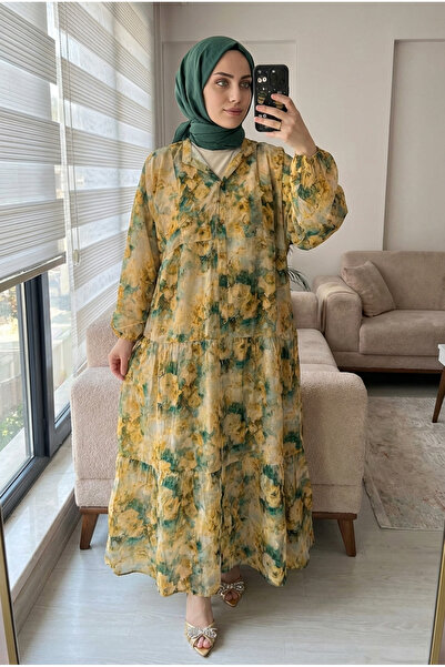 Kirazca Butik Modal Fabric Colorful Floral Summer Dress