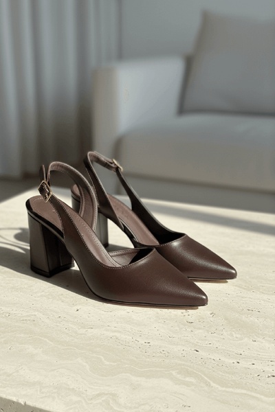 DURUNUN BUTİĞİ Duhra Brown (8 cm Heeled) Daily Use Heeled Shoes