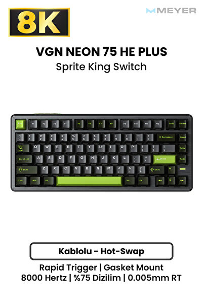 Meyer Gaming VGN Neon 75 HE+ Hall Effect Rapid Trigger Mekanik Klavye [Manyet...