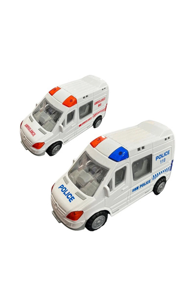 Shoplandu Friction Plastic Ambulance - Police Car 15 cm