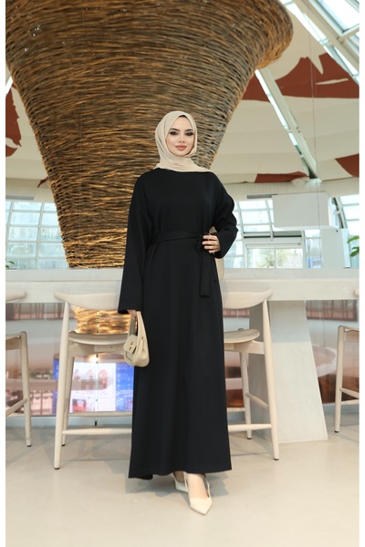 NİSUM MODA Belted Modal Dress with Pockets