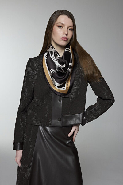 Zühre Jacquard Patterned Leather Detailed Double Coffee Set 1657