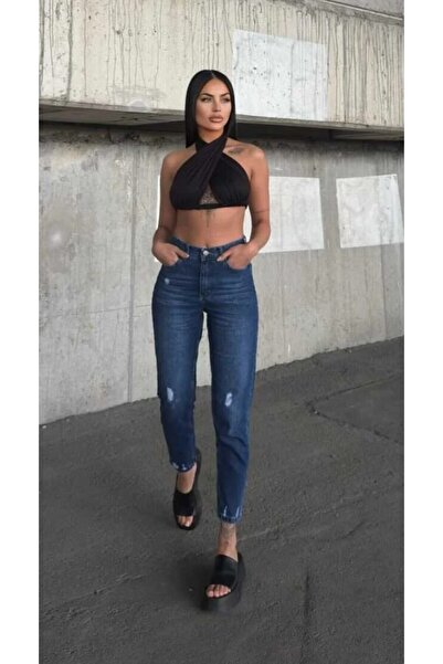 KENE JEANS Blugi Mom cu talie înaltă, croială perfectă, cu rupturi laser.