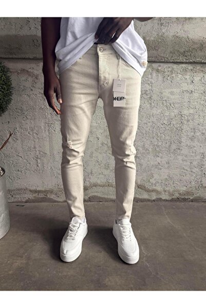 KağanKY Gray Ripped Detailed Slimfit Jean