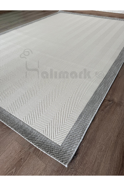 Dinarsu Sisal Prime 79265 - 095 | Sisal Prime Gri Bordürlü Beyaz Sisal Halı