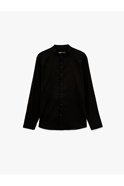 Koton Regular Fit Long Sleeve Cotton Court Collar Shirt