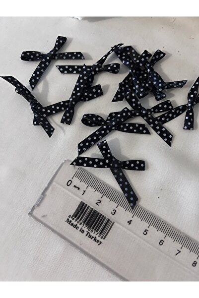 partici dükkanı Mini Ready-Made Bow - Polka Dot Bow - Black Background White ...