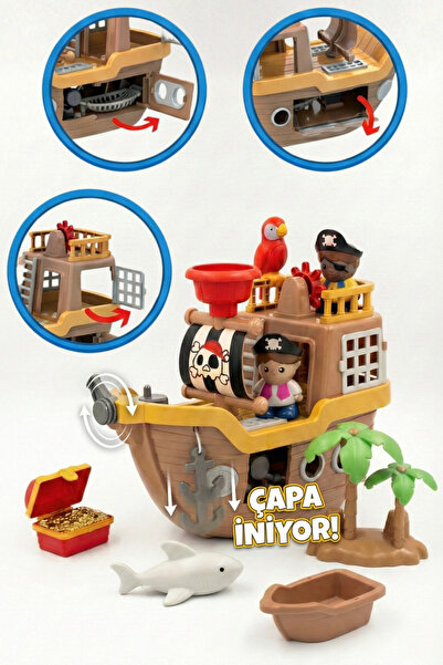 TUENGİ STORE Montessori Educational Pirate Ship Play Set - 8-Piece Interactive Toy