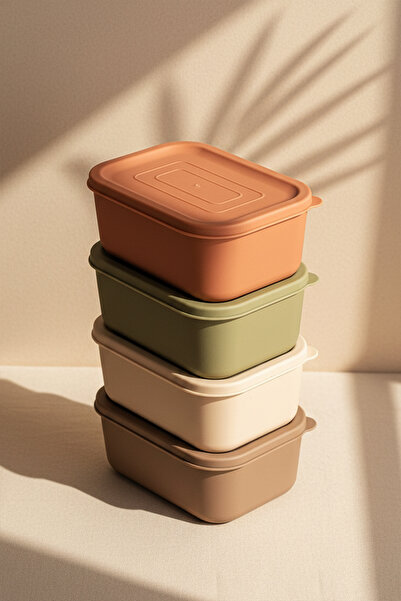 Snippy Pudy - 4'lü Plastik Mini Saklama Kabı Seti Kahvaltılık Çerezlik Kapakl...