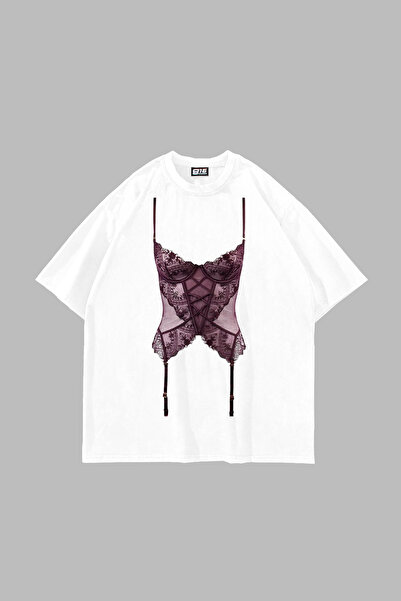 Sekizbiraltı Mulberry Printed Oversize Unisex White Tshirt