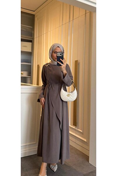 YS BUTİK VUAL KUMAŞ TOKA DETAYLI ELBİSE