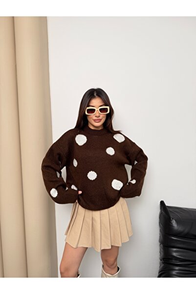 ikomteks Polka Dot Soft Women's Knit Sweater