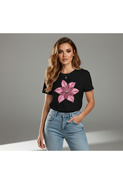 Eritqaa بلوزة تي شيرت قطنية ممشطة بقصة مريحة وطباعة زهور نابضة بالحياة