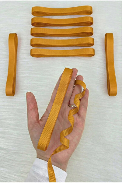 ZEYMERADE Mustard Yellow Grosgrain Ribbon 1 cm 10 Meters, Bohça Dowry Engagem...