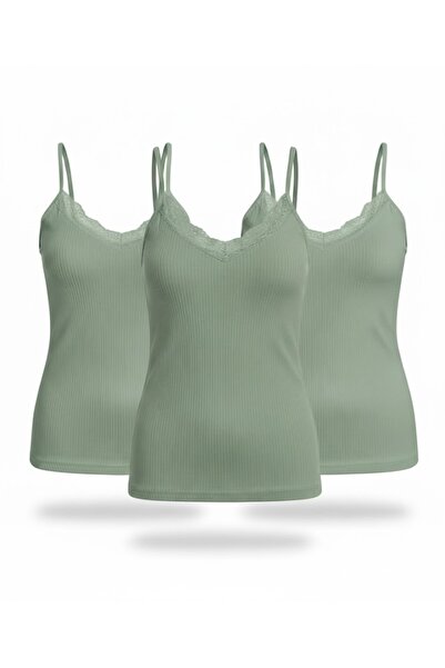 woan Comfort 3-Piece Ribbed Strap Athlete Set – Lace Collar – Everyday Comfort
