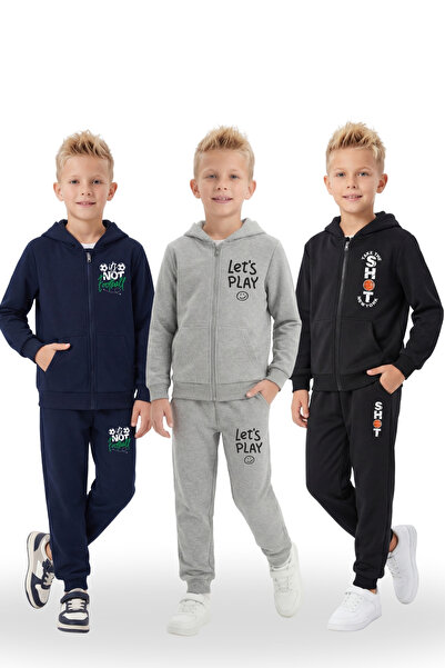 YA KO KİDS Σετ αθλητικής φόρμας για αγόρια με 3 φερμουάρ - 6 τεμάχια