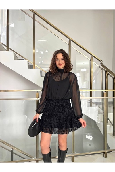 Sude Kızanlıklı Φόρεμα από τούλι με βελούδινη φούστα (με πλήρη επένδυση)