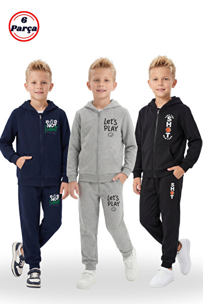 panios kids Σετ αθλητικής φόρμας 6 τεμαχίων για αγόρια με 3 φερμουάρ και λεπτ...
