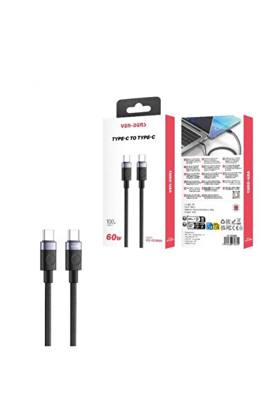 VEN-DENS كابل شحن ونقل بيانات سريع من النوع C إلى النوع C بقدرة 60 واط، كابل ...