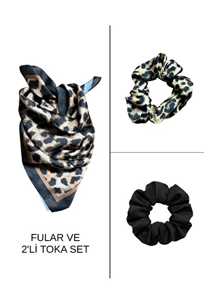 tarzınısec Women's Digital Printed Leopard Scarf & Baguette Buckle Set – 1 Sc...