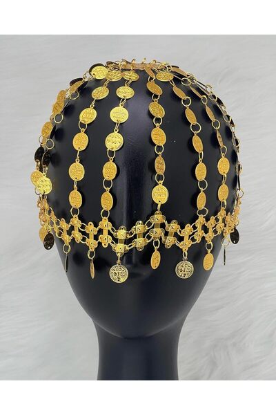 Toybox طوق شعر ذهبي اللون للبنات، قطعة رأس دائرية ذهبية اللون، احتفال تقليدي ...