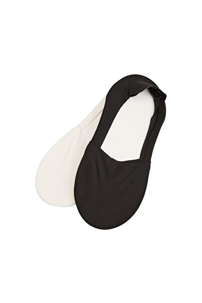 ESOTIQ Women's Ballerina Socks 2-Pack Black & White with Cotton Sole Invisibl...