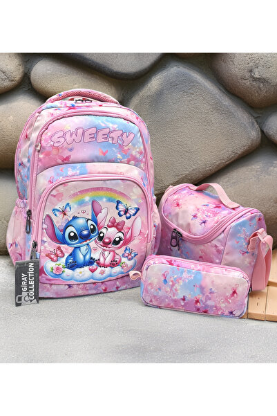 MegiHero Kız Çocuk İlk Okul Çantası 3'lü Set ilkokul Çantası Karakter Desenli...