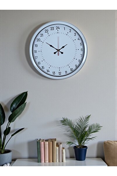 Marsilyan White 40 cm Metal Special Design Wall Clock with 24 Hour Display