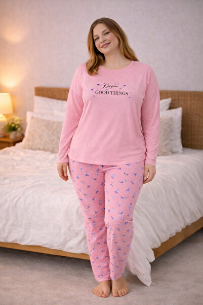 nisaNCa Women's Plus Size Long Sleeve Casual Pajama Set – Soft Textured Comfo...