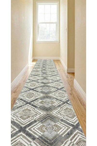 Nesrin JEL TABAN KAYMAZ MODERN KREM KAHVE BEYAZ SİYAH KESME HALI YOLLUK