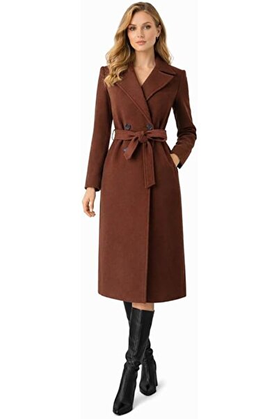 CHEVALIER FASHION Womens Coat Italian Wool Trench Coat With Belt