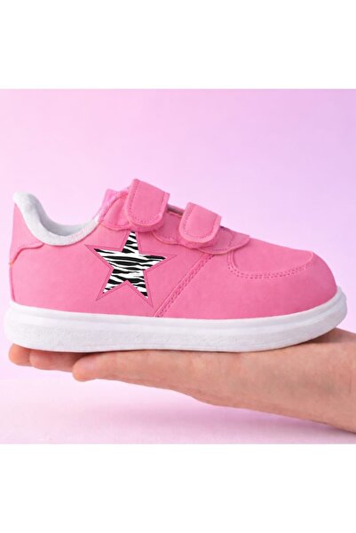 archiepet حذاء رياضي بنمط الحمار الوحشي وطباعة النجوم مع شريط فيلكرو للفتيات