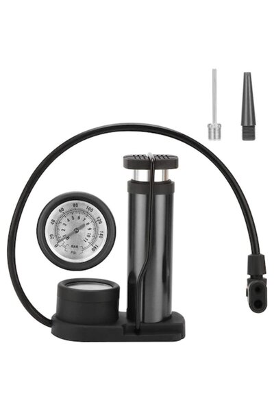 Movidic Mini pompă de picior cu manometru și adaptoare pentru umflarea anvelo...