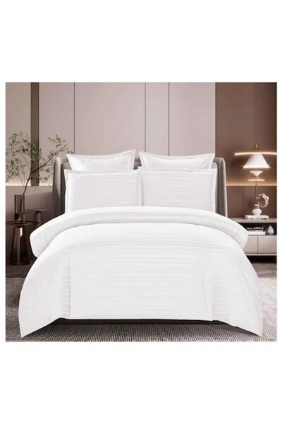 OEM Damask Bed Linen, One Person, 4 Pieces, Color: White, 170x210