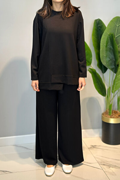 Lale Butik Cotton Tunic Loose Pants Set 02 Black