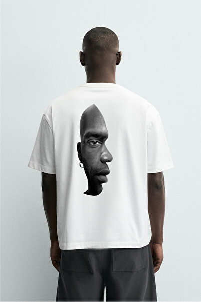 king brich Kingbrich Deceptive Face Printed Oversize Men's T-Shirt