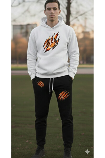 Eritqaa Men's Hooded Tiger Claw Printed Tracksuit Set